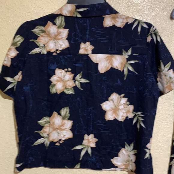 K Petite 2 pc Dress with Top Navy Blue Cream Floral Size 6P 100% Rayon - Picture 13 of 16